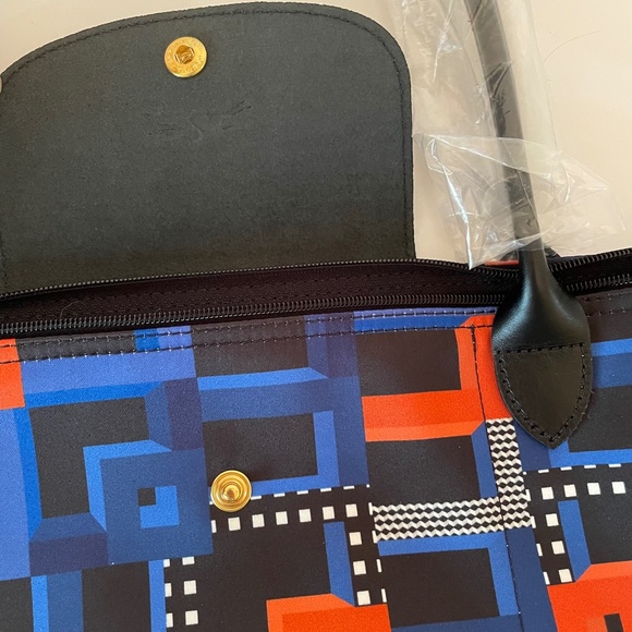 Longchamp Le Pliage Memphis ArtWalk Large Tote Cobalt Blue Made in France - Picture 9 of 15